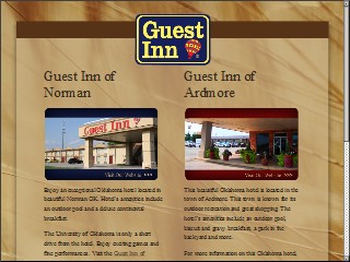 Web site www.guest-inn.com, Guest Inn Ardmore